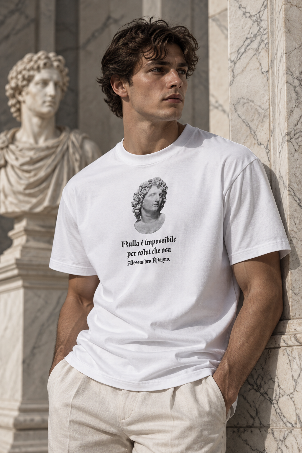ALEXANDER — Maglietta boxy stampa grande (Bianca)